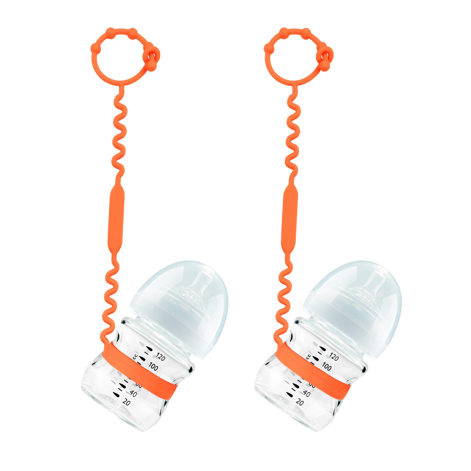 Toy Straps, Silicone Toy Straps for Stroller, Toy Safety Straps, Sippy Cup Straps, Adjustable Toy Holder for Stroller, High Chair - BPA Free (Orange)