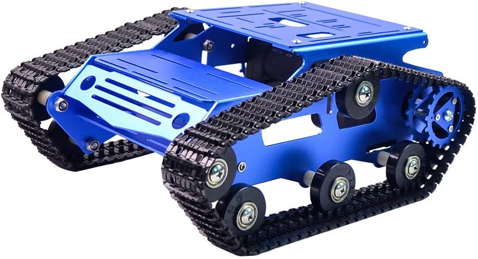 Robot Tank Car Kit Tank Chassis Platform Metal Stainless Steel 2DW Motor for Arduino/Raspberry Pi DIY (Blue Tank Chassis)