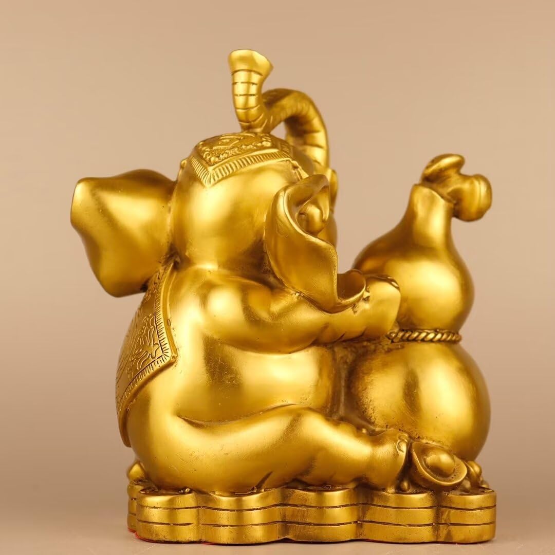 Décoration d'intérieur Feng Shui en Laiton Chinois, éléphant Porte-Bonheur et Richesse, pour la prospérité et la Protection à la Maison ou au Bureau, 18 x 8,9 x 20 cm, 1,