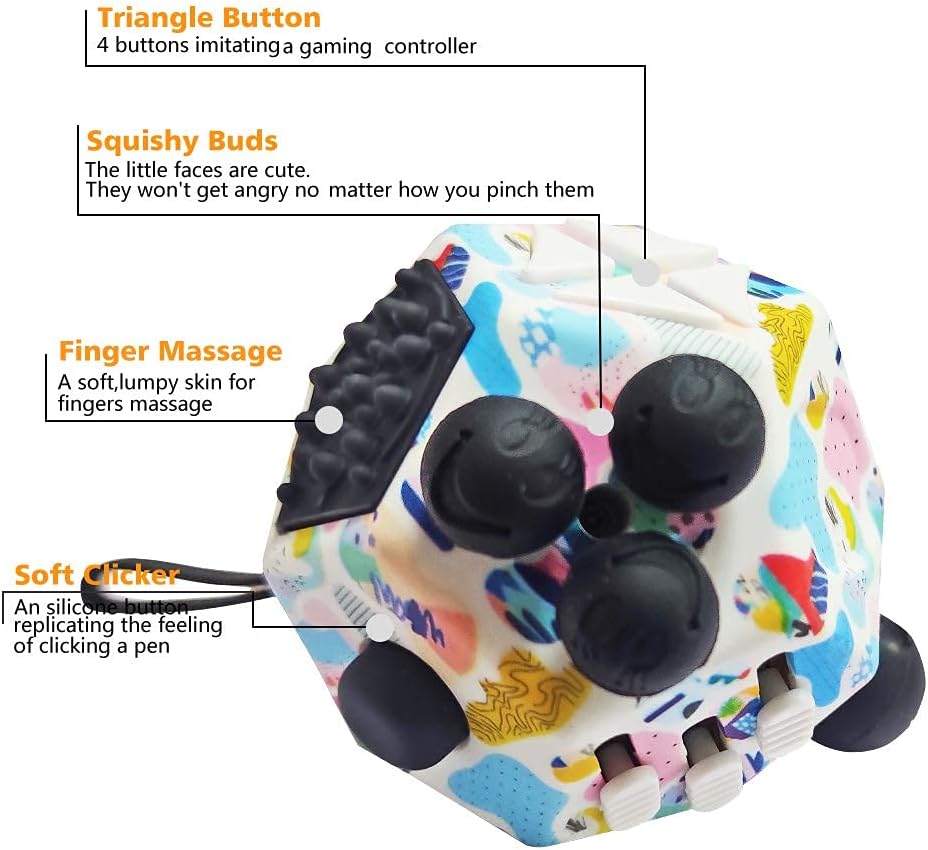 Fidget Cube With 12 Sides, Original Figet Cube Adult Infinity Fidget Cube Toy Anti Stress Cube Toy for all Ages with ADHD ADD - Image 4