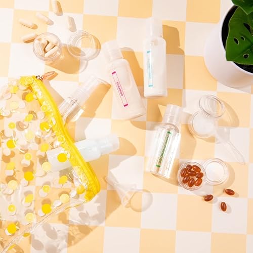 MIAMICA Lemon - Kit de botellas de viaje y neceser para mujer que cumple con la TSA, Limón y naranja, Botellas Tsa