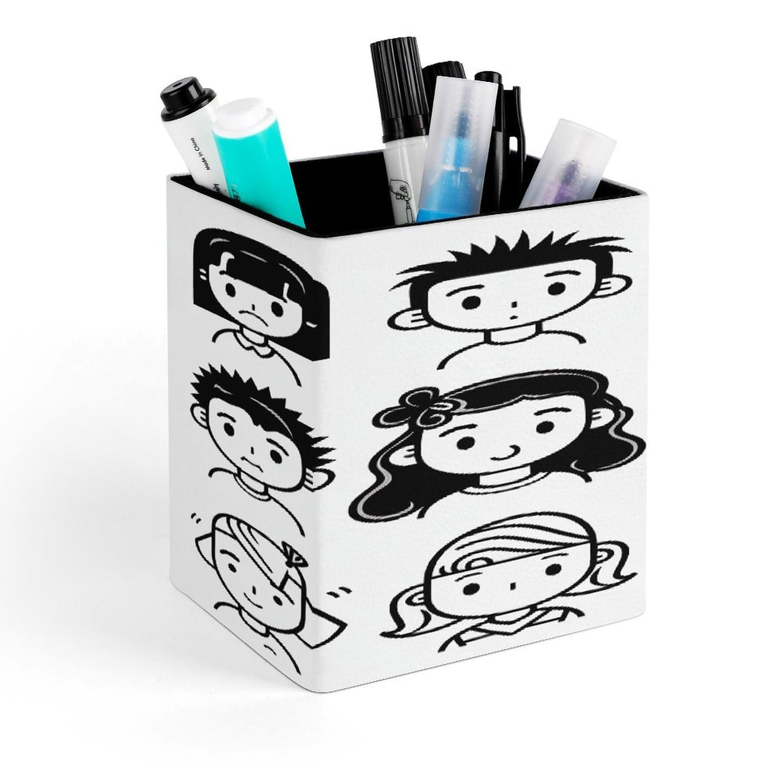 FekiLoot Various Faces Pen Holder Personalized Desktop Pencil Holders Case Office Accessories Container Box for Square Pen Cup Desktop Organizer Makeup Brush Holder Caddy Storage