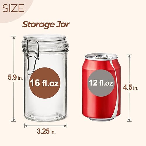 Miniatura 10 de ComSaf Juego de 3 tarros de vidrio herméticos de 60 onzas con tapas, tarro redondo para almacenamiento de alimentos, recipiente alto para espaguetis