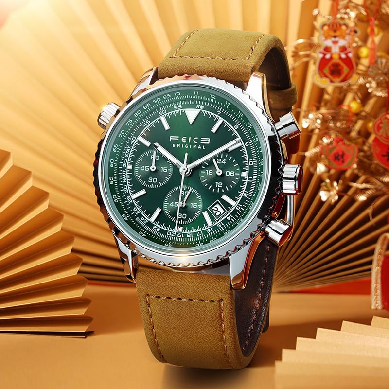 FEICE Store FEICE FK812 Green Chronograph Watch - Image 5