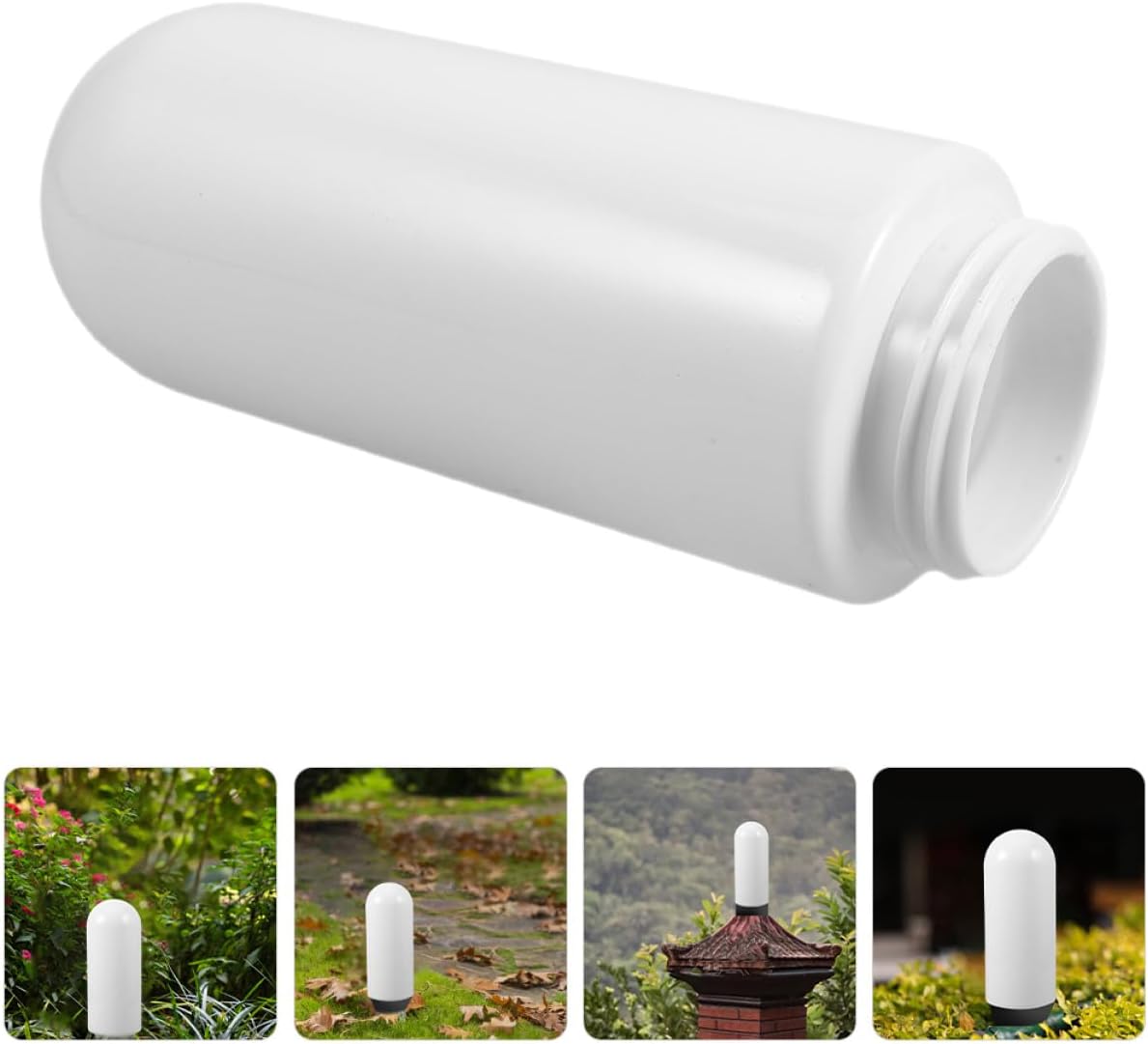 Outdoor Waterproof Acrylic round Ball Screw-on Lampshade, Cylinder Plastic Lamp Cover 24cm Height 7.5cm Threaded Neck, Landscape Patio Garden Fence Post Light Fixture Replacement