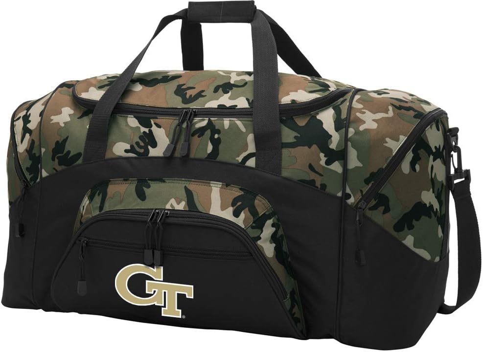 Georgia Tech Duffel Bag - Camo GT Yellow Jackets Suitcase for Travel or Gym Sports Gear Bag (Camo)