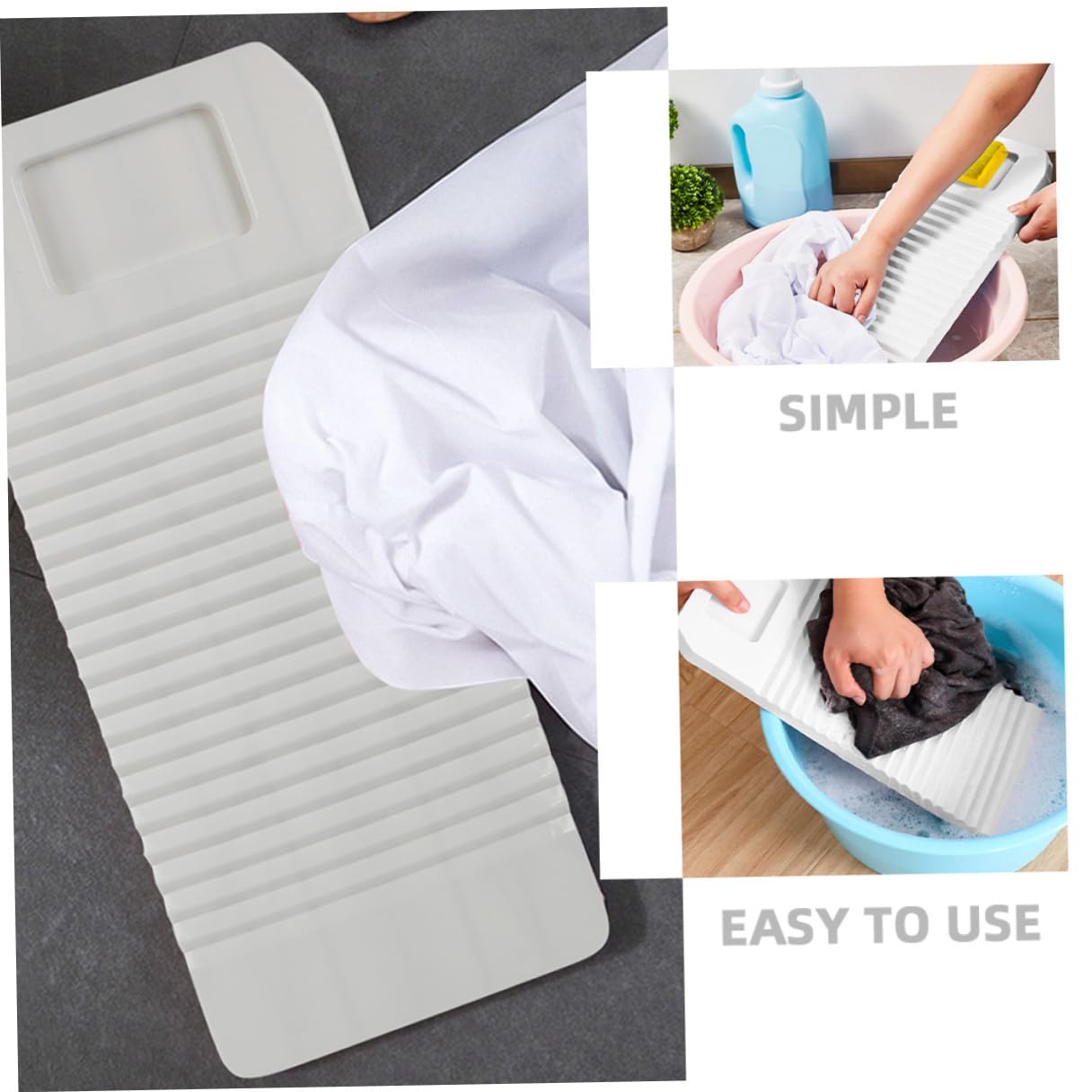 GARVALON Kunststoff Waschbrett für Wäsche zum Reinigen von Babybekleidung und Schals Robust mit Starker Reibungsstruktur für Camping und Reisen Weißes Abs Material