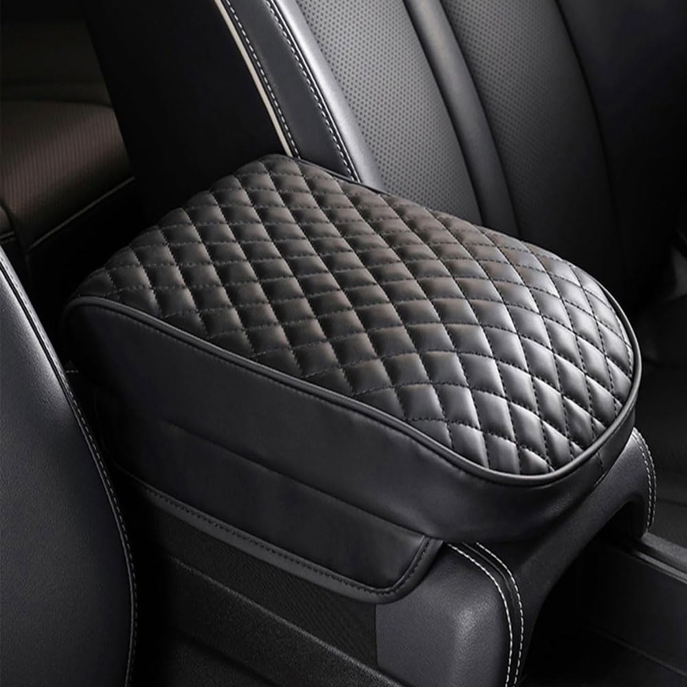 ZHIHAOLIHAI Car Armrest Storage Box Mat for Suzuki SX4 / SX4 S-Cross 2006-2025, Leather Auto Center Console Cushion Pad Waterproof Comfortable Protection Accessories,B/Black