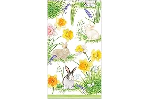 Caspari Bunnies and Daffodils Paper Guest Towels, Two-Pack (30 Count)
