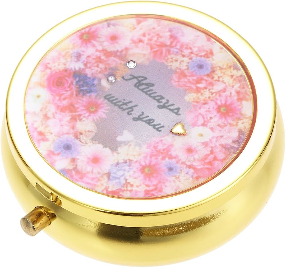 アクセサリーショップピエナ スワロフスキー ピンクフラワー柄 携帯用アクセサリーケース ミラー付き レディース 小物入れ