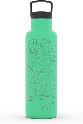 Miniatura 117 de Well Told Botella de agua aislada con mapa de Washington DC grabado, botella de acero inoxidable grabada (21 onzas, blanco) botella aislada de mapa