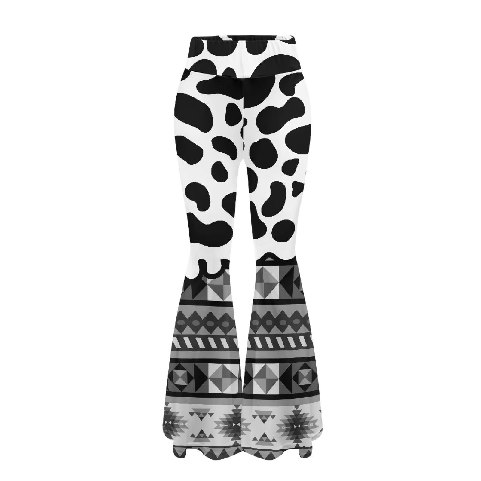 Flashideas Boho Cow Print Yoga Pants for Women High Waisted Bootcut Yoga Leggings Stretchy Casual Workout Pants Flared Yoga Pants Suitable for Running Yoga Fitness Pilates Outdoor Etc