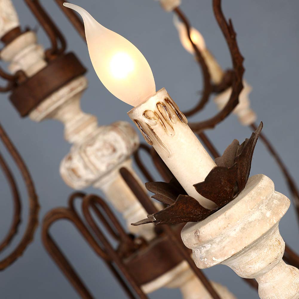 Wohnzimmer Villa Hotel Arbeitszimmer Schlafzimmer Esszimmer-lampen,E14 Amerikaner Land Retro Kronleuchter Beleuchtung,Hängendes Licht,Kerze Massivholz Alt Während Lighting- 15 kopf