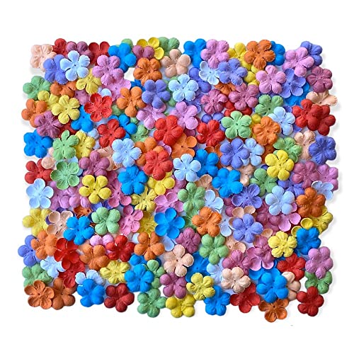 200 Pcs Handmade Mulberry Paper Stephania Venosa Flowers Petals 15x15 mm Scrapbooking Wedding DIY Craft Supplies Card Artificial Flowers (Mixed 10 Colors)