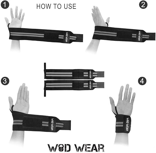 Miniatura 4 de WOD Wear Elastic Wrist Wraps for Powerlifting Strength Training Bodybuilding Cross Training Olympic Weightlifting Yoga Support - One Size Fits All