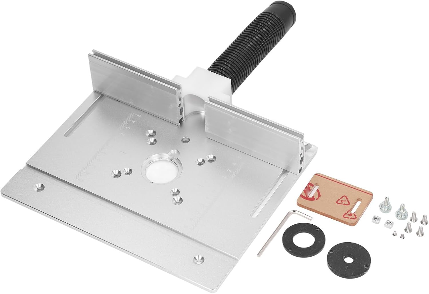 Router Lift Kit Aluminum Alloy 180° Rotation Router Table Insert Plate, Multifunctional Woodworking Insert Board with Adjustable Backrest for Trimming Milling Machines