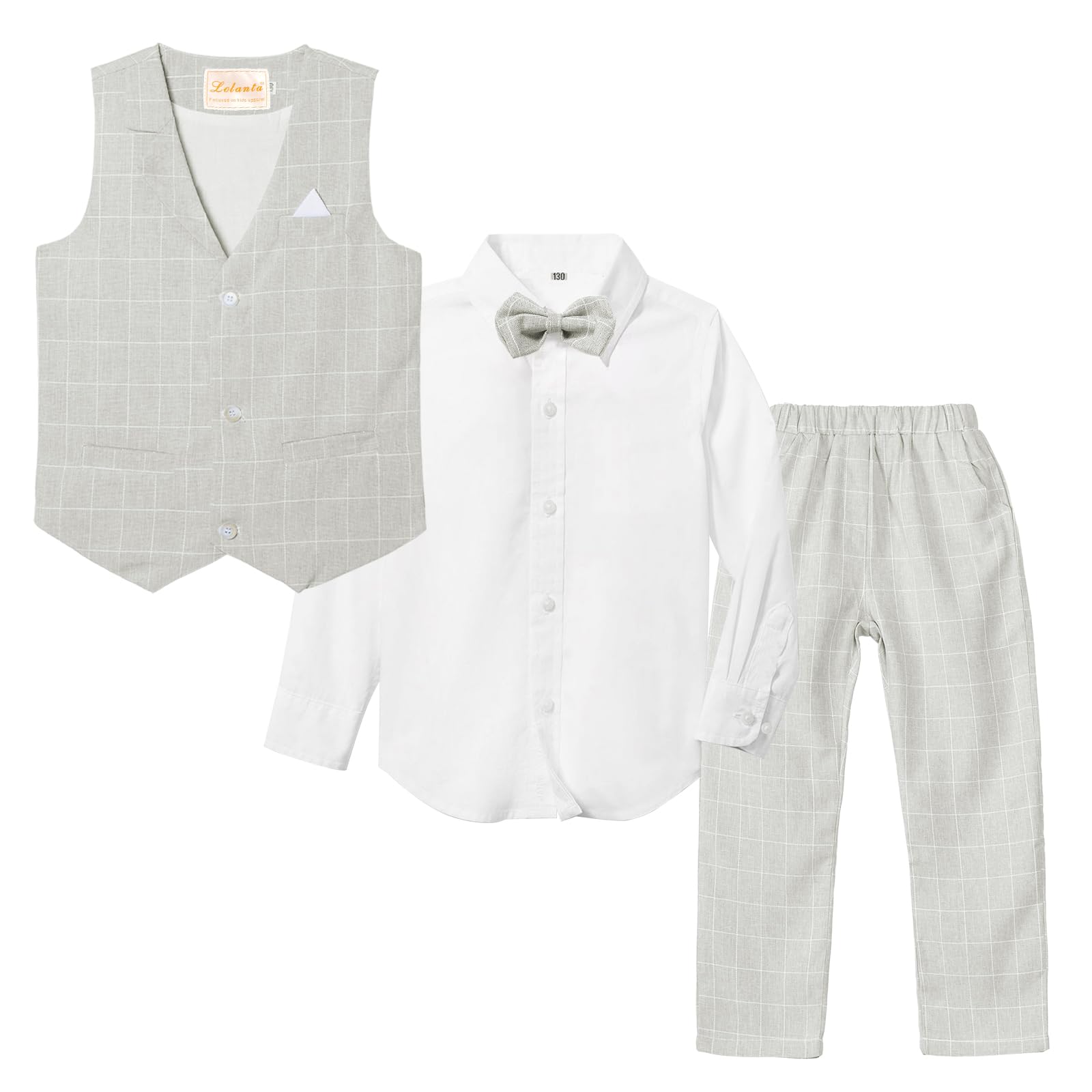LOLANTA 4 Pezzi Bambini Ragazzi Panciotto Set Elegante, Gilet CamiciaPantaloniPapillon