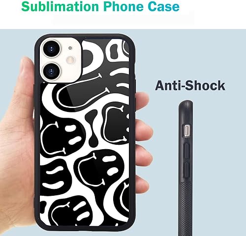 Miniatura 7 de MAYCARI Funda compatible con iPhone 11, cara divertida para niños y mujeres, cubierta trasera dura con diseño de arte divertido y lindo negro, funda