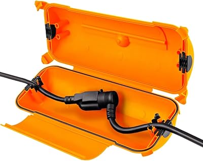 Flemoon Outdoor Extension Cord Safety Cover with Waterproof Protector Seal, Weatherproof Electrical Connection Box for Outdoor Outlets, Plugs, Sockets, Holiday Decorations, Power Tools, Orange