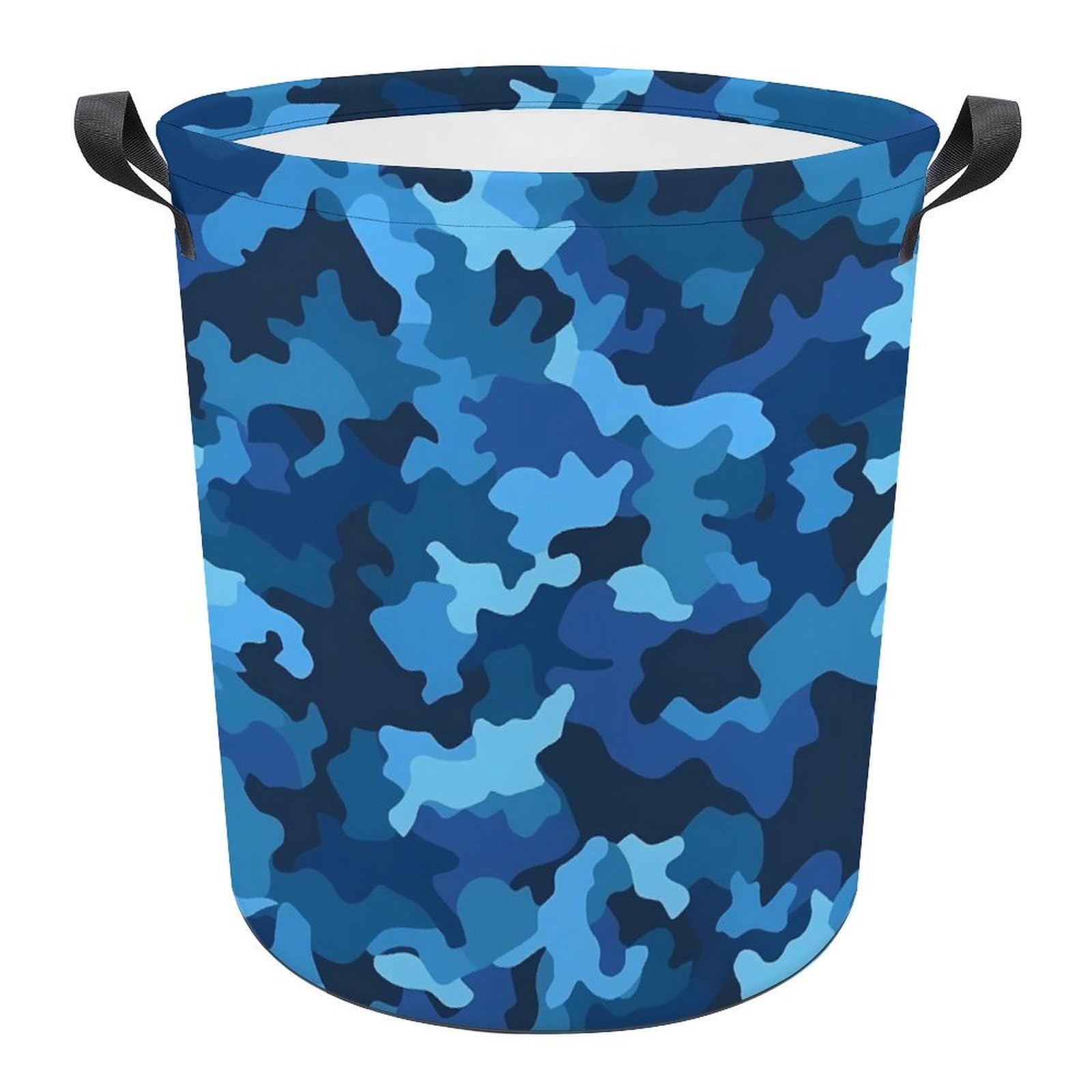 Grand panier à linge imperméable bleu camouflage pour salle de bain