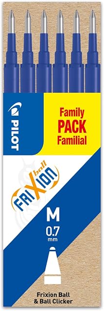 Frixion 0.7 mm Tip Pilot Refill for Rollerball Pen - Blue, 6 Count (Pack of 1)