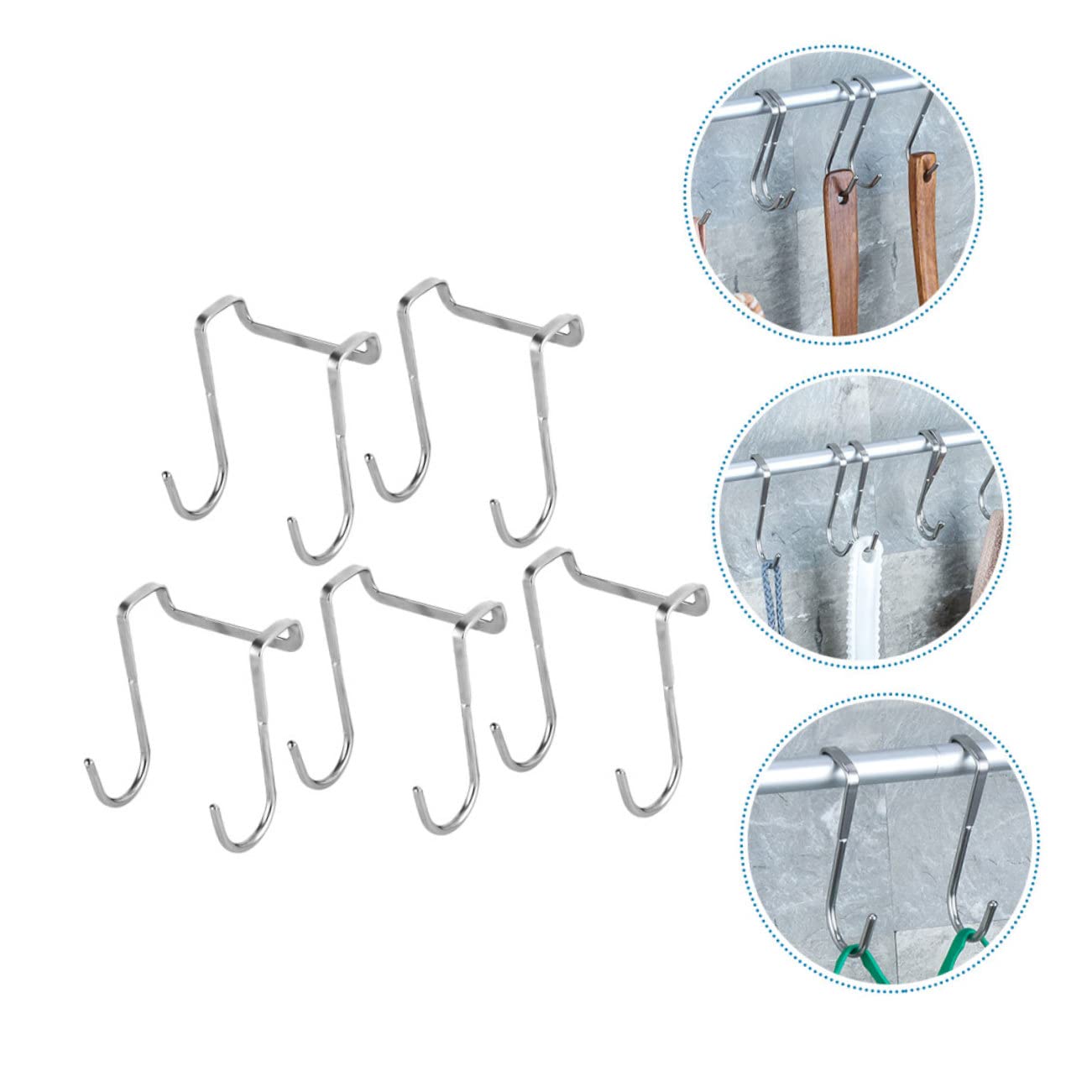 NUOBESTY 2 Set Gancio A Doppia S Appendiabiti Sopra La Porta Appendiabiti A Forma Di S Gancio Per Asciugamani Gancio Da Cucina Acciaio Inossidabile Silver 5 Pezzi * 2