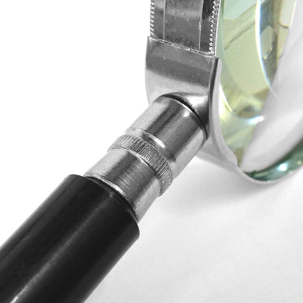 Lupe, Handlupe, Klassische HD-Handlupe, groß (75 mm Durchmesser), 5-fache Vergrößerung, Hals und Kanten aus Stahl.Premium-Echtglas-Präzisionslinsen-Ular-Degeneration-Lesehilfe M Star of Light