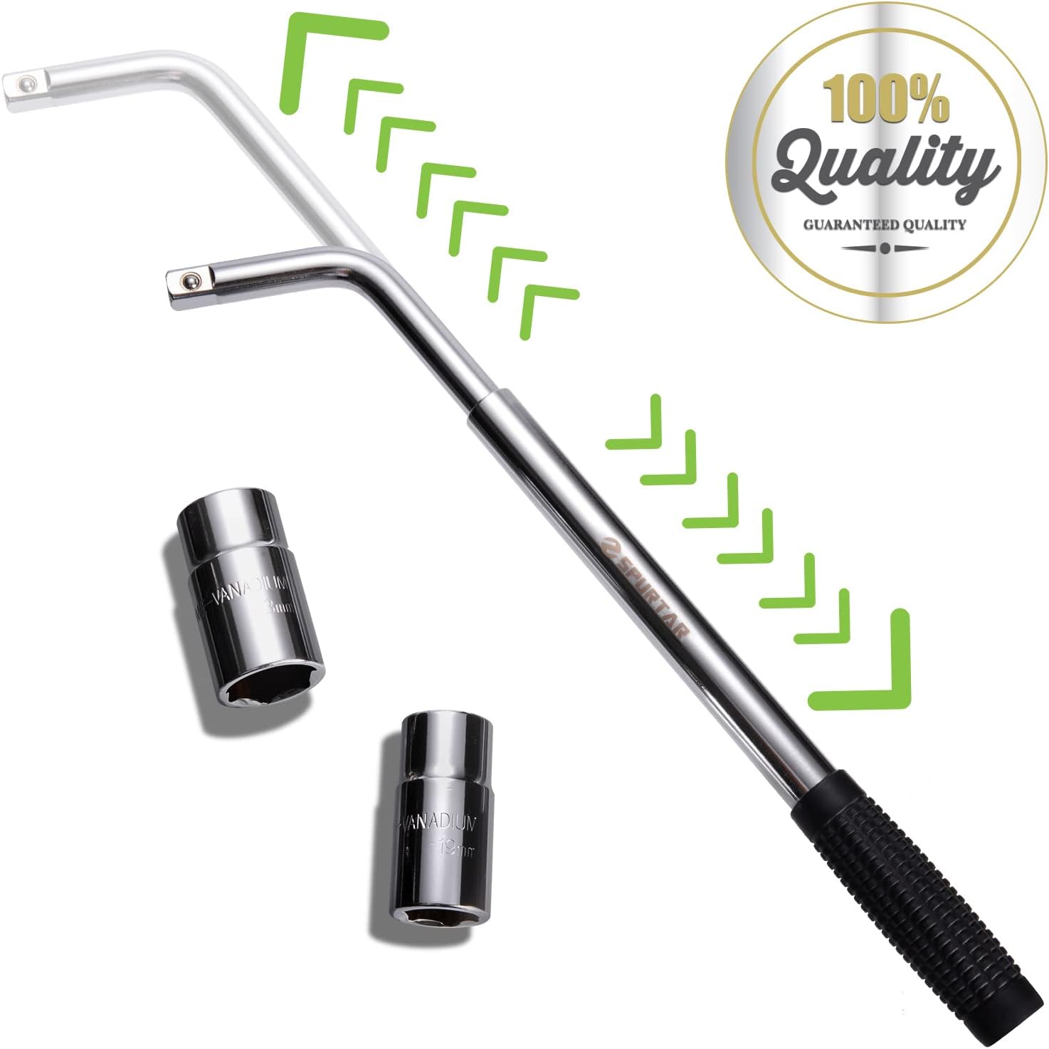 Spurtar Telescoping Lug Wrench Extendable Wheel Brace Lug Nut Wrenchs Tire Repair Tools Wheel Nut Remover 1/2 Drive with 17/19mm and 21/23mm Sockets Storage Canvas Pouch for Car, Van, Truck, Caravan : Automotive