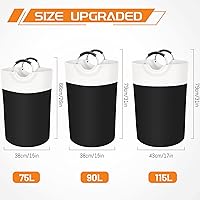 Vista 2 de BlissTotes - Canasta de lavandería de 75 litros, cesta de ropa independiente, cesta de ropa sucia plegable, tela impermeable con asas de aluminio