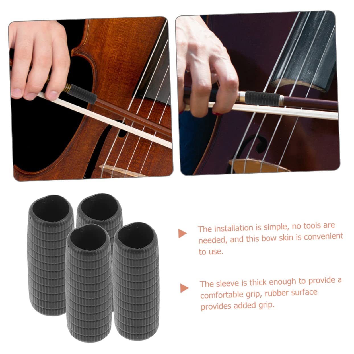 CORHAD 4pcs Violin Bow Grips Comfortable Sleeve for Enhanced Control and Durability Easy to Install Violin Bow Accessories present for Musicians and Beginners