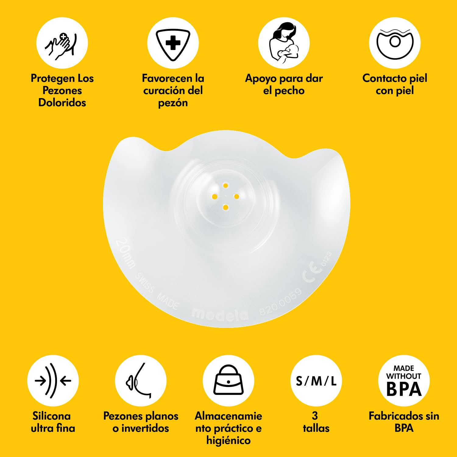 Medela Pezoneras para Lactancia Contact, Protectores Delgados de Silicona y sin BPA, 1 Paquete con Dos Protectores (20 mm) y Estuche — view 4