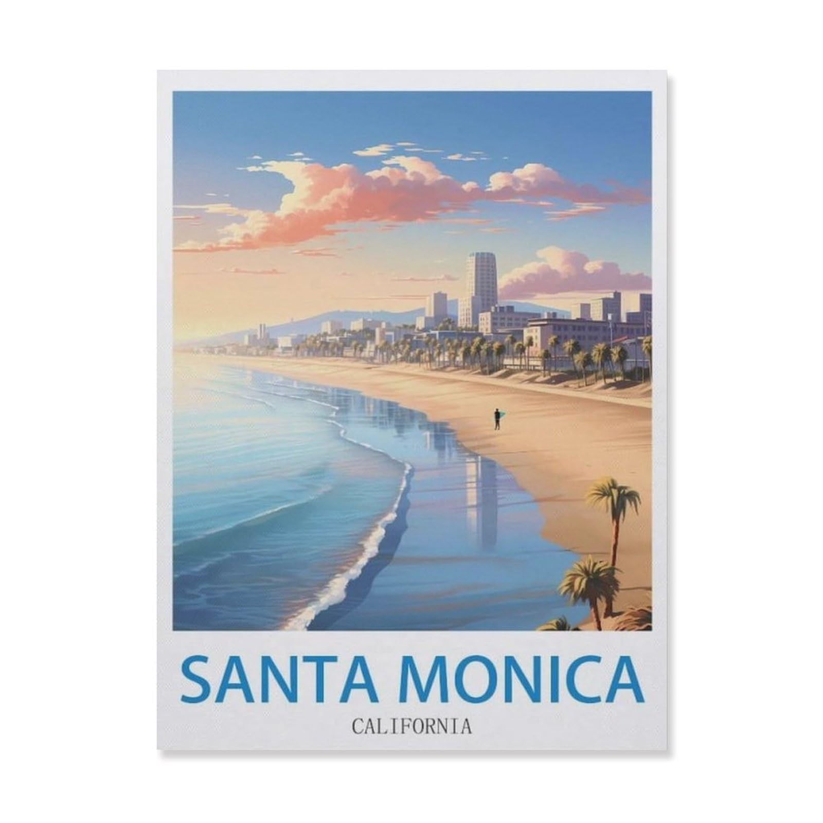Metal Signs，Santa Monica California，Nostalgic Man Cave Tin Metal Sign Hanging Wall Plaque Kitchen Shed Garage(15x30cm）6x12 inch-EI37