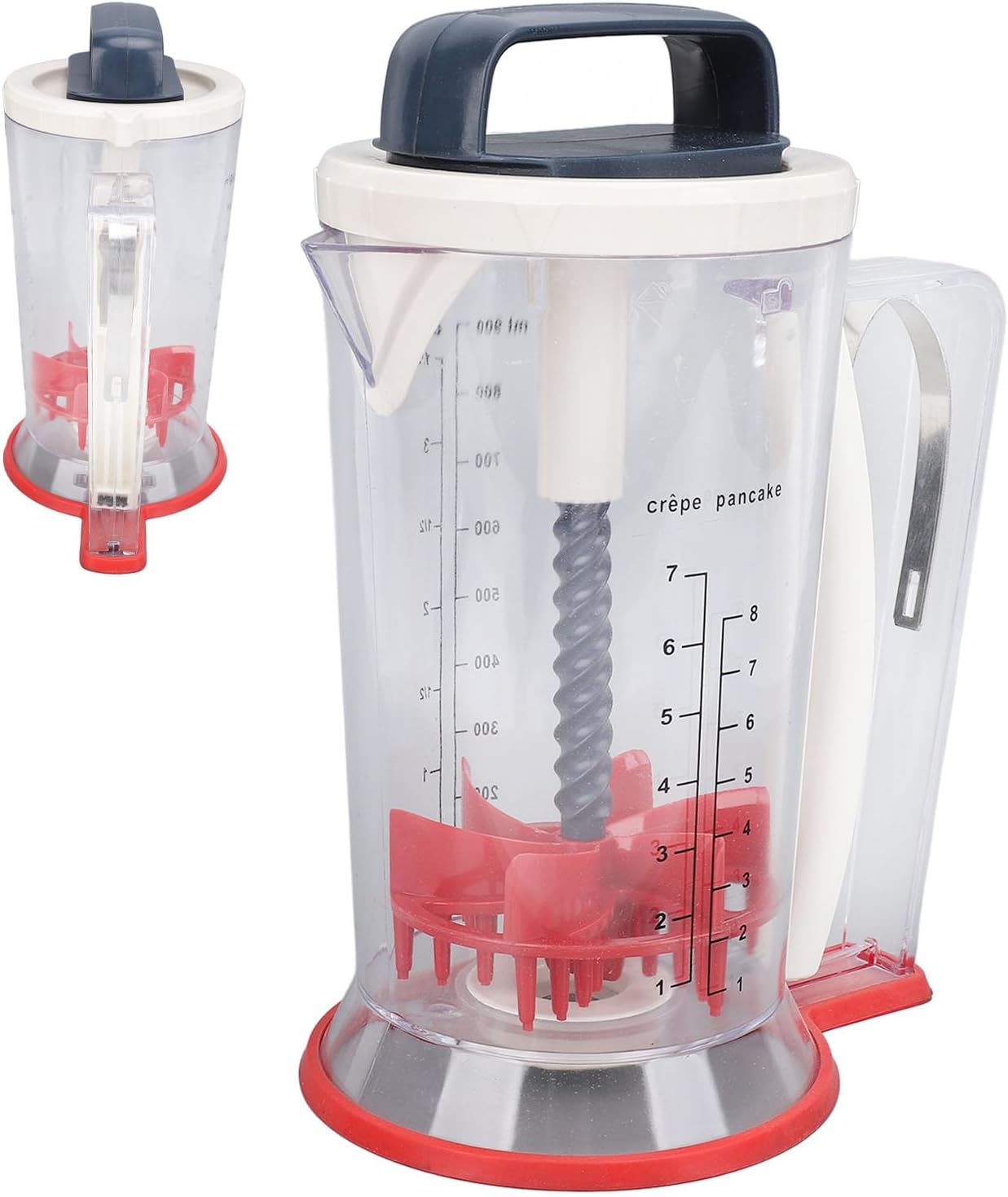 Pancake Batter Dispenser Squeeze Handle Multifunction Cupcake Separator Mixing Function Measuring Scale Kitchen Baking Tool