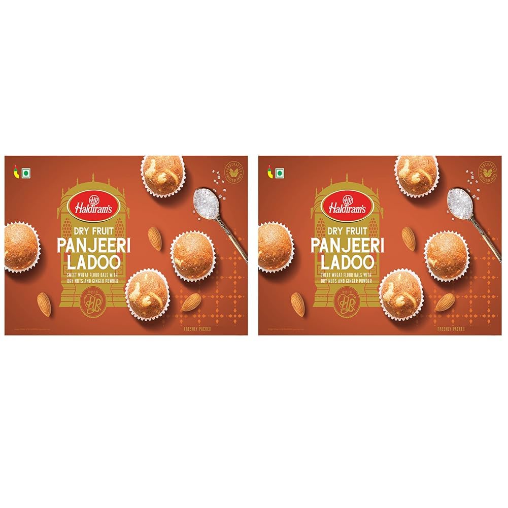 Haldiram's Mithas Ladoo - Dry Fruit Panjeeri Box, 400 Gram, Indian Sweets Diwali Gift Pack (Pack of 2)