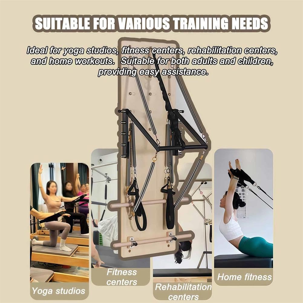 Máquina Reformer Pilates Pared, Tabla Pilates Madera Arce con Resortes Resistencia, Equipo Yoga y Fitness para Flexibilidad & Equilibrio, Gimnasio Doméstico & Studio