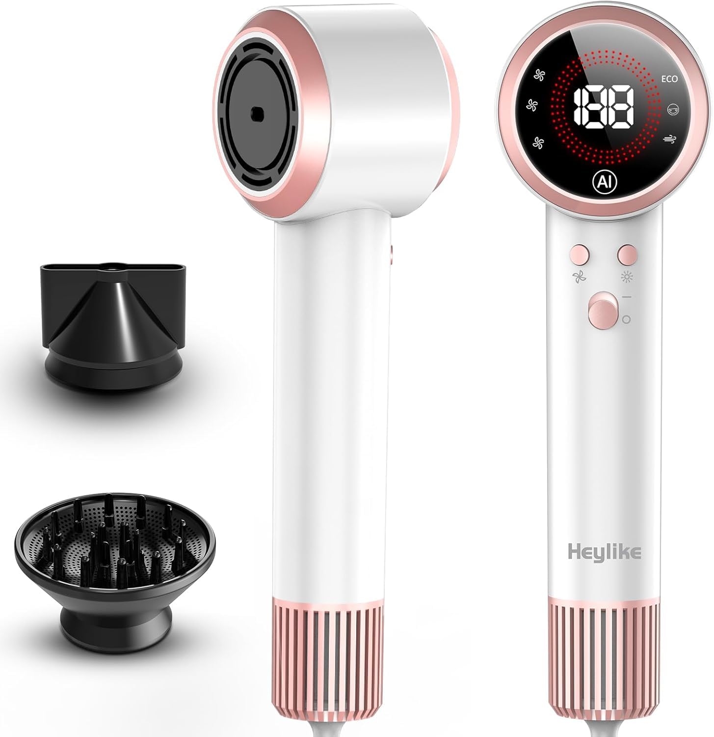 Hair Dryer, 160,000 RPM Professional High-Speed Plasma Ion AI Blow Dryer White