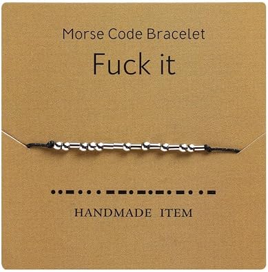 yenlk Morse Code Bracelet  Beads on Silk Cord Bracelet Silver Secret Code Bracelet Gift