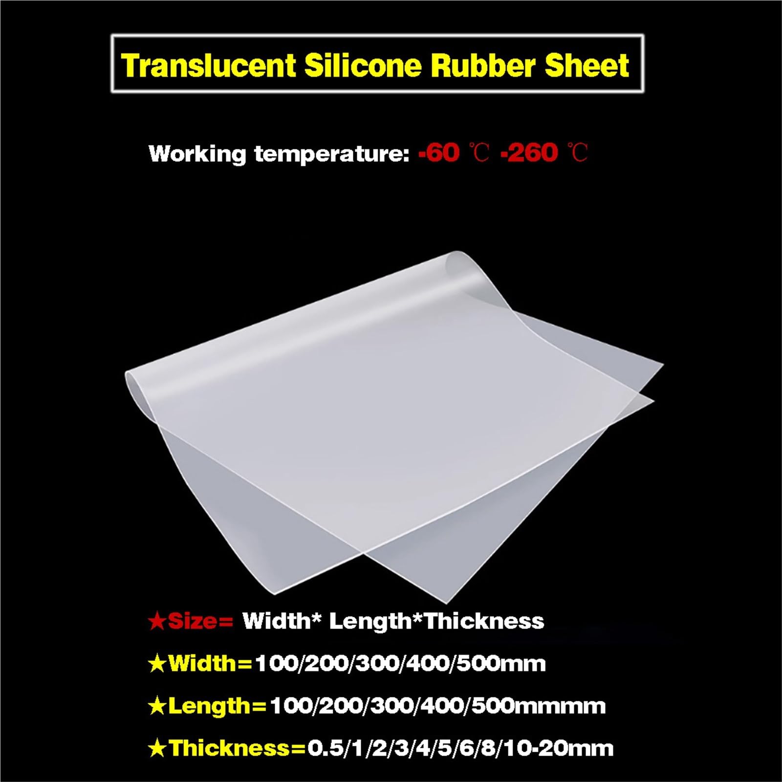 Cuscinetto resistente alle alte temperature in foglio di gomma siliconica traslucida for apparecchiature audio, 1 pz(100x100x10mm)