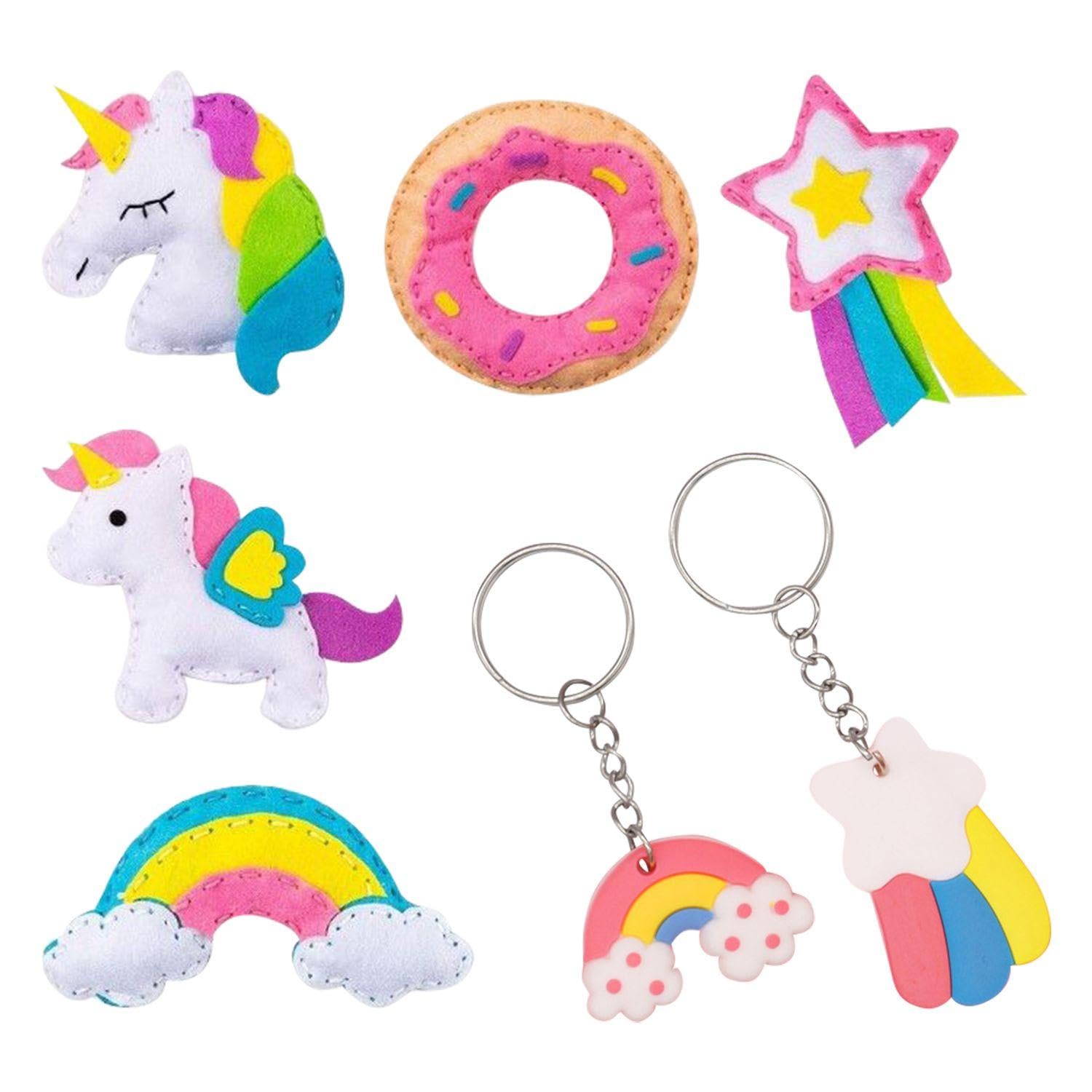 WUFGWBD 1 Rainbow Horse Sewing Set, 2 Pieces Rainbow Horse Keychains, Diy Craft Sewing Accessories
