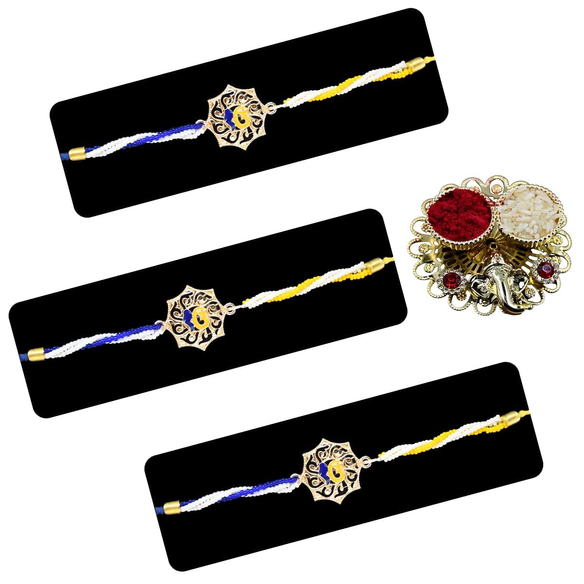 Saugat Traders Set of 3 Sikh Rakhi for Brother with Roli Chawal Chopra - Ek Onkar Rakhi - Ek Omkar Rakhi - Beads Rakhi - Exclusive Rakhi (B0DBM6G534) Amazon Price History, Amazon Price Tracker