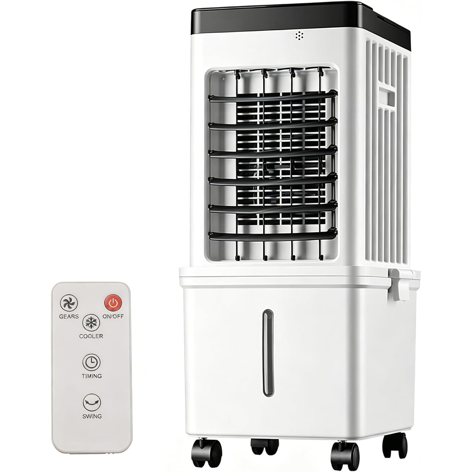 oeLucrv Portable Air Cooler, 15L Evaporative Air Cooler with 2 Ice Packs, Remote Control Water Cooling Fan with 3 Speeds, 7.5H Timer & Wide 120 Oscillation, Air Cooler Fan for Home Bedroom and Office,