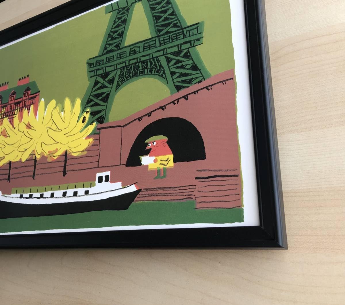 kj ☆額装品☆柳原良平 アンクルトリス パリ エッフェル塔 フランス A3