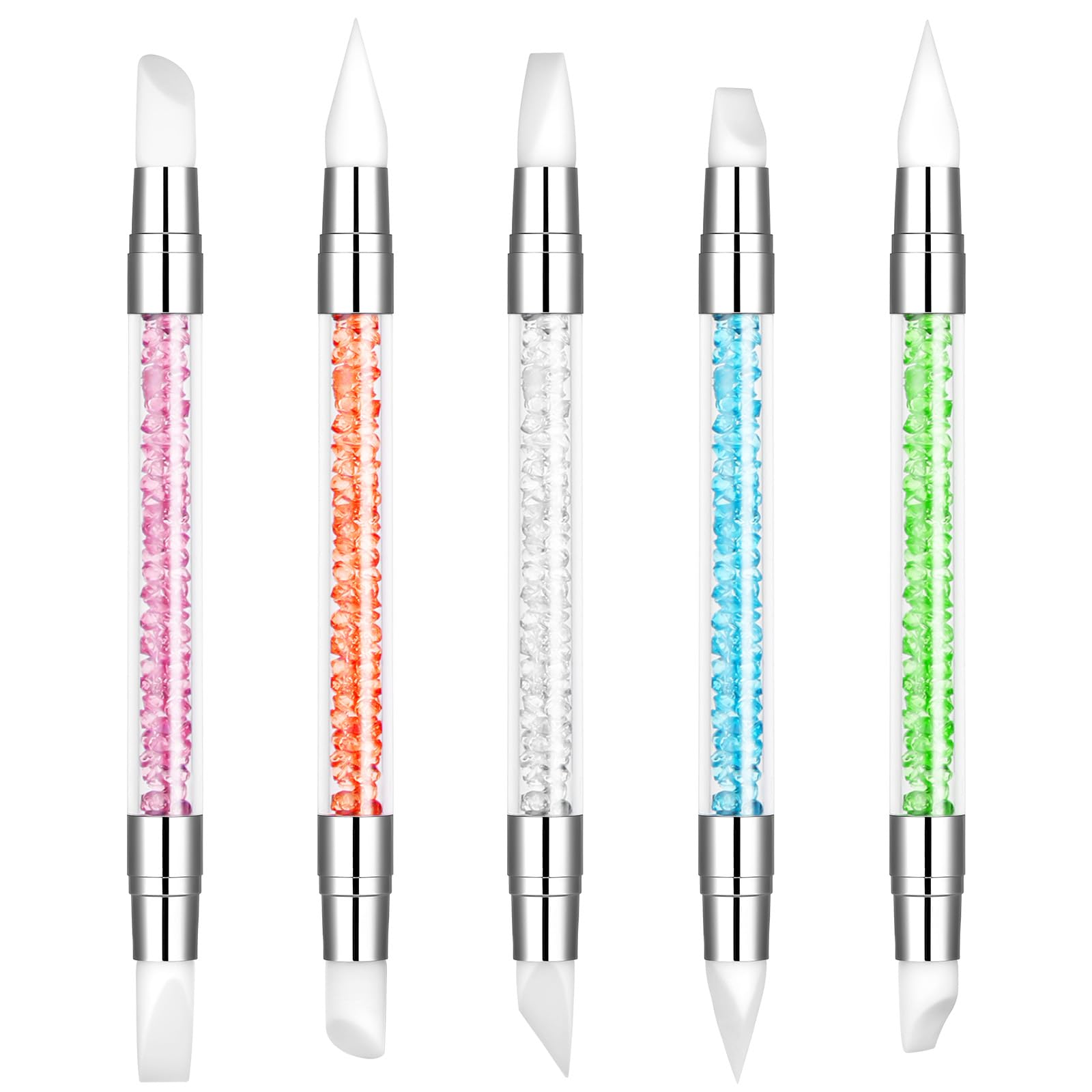 Pennelli in Silicone per Unghie, 5 Pezzi Pennelli in Nail Art con due punte Pennello, Nail Art Sculpture Pen, per intaglio per unghie in gel Strumenti per nail art, per nail art DIY
