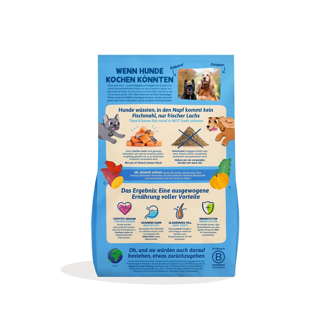 Edgard & Cooper Crochette Cani Adulti Medium 1kg Salmone Fresco Ipoallergenico Zucca Cavolo Riccio Patata Dolce