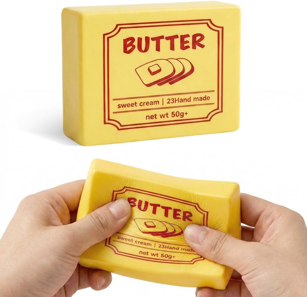 Butter Squishy, 2026 New Square Extra Soft Giant Butter Squishy for Stress Relief, 4.33in Premium Stress Relief Ball Fidget Novelty Toy for Anxiety Relief, Party, Office Daily Use (Yellow*1)