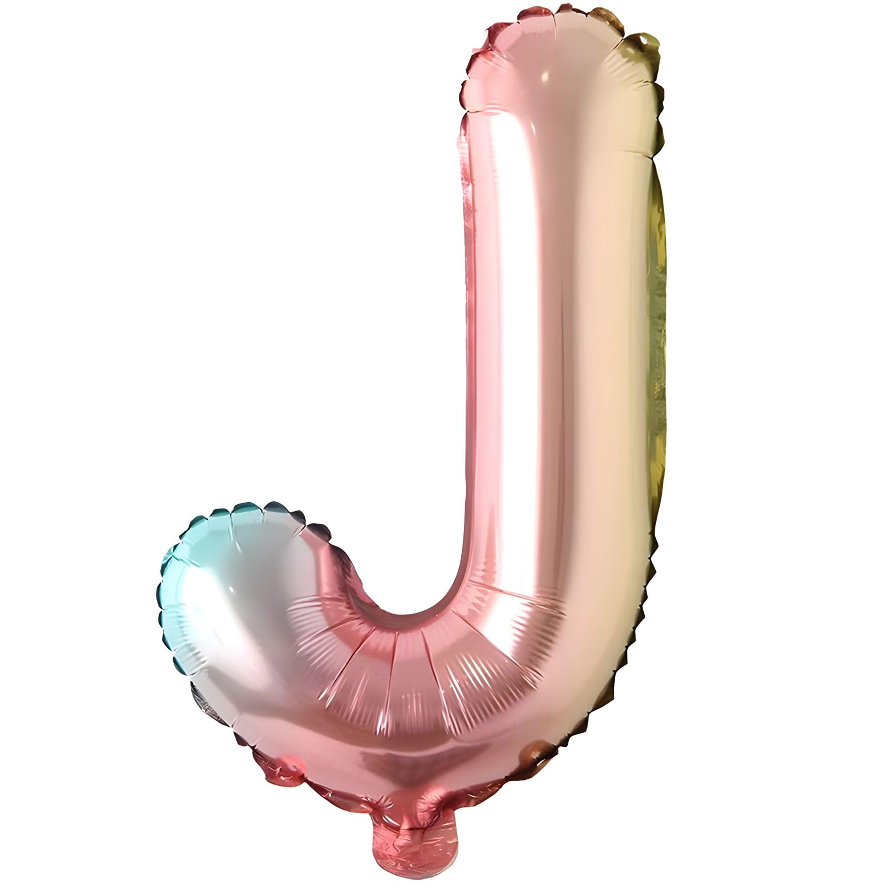 Foil Balloon Letter J Rainbow Colourful 40 cm - Balloon Decoration Party Balloon for Air Filling, Wedding, Birthday, New Year's Eve, Gift, Baby, Advertising, Shop Window, Photo Box, Name, Word