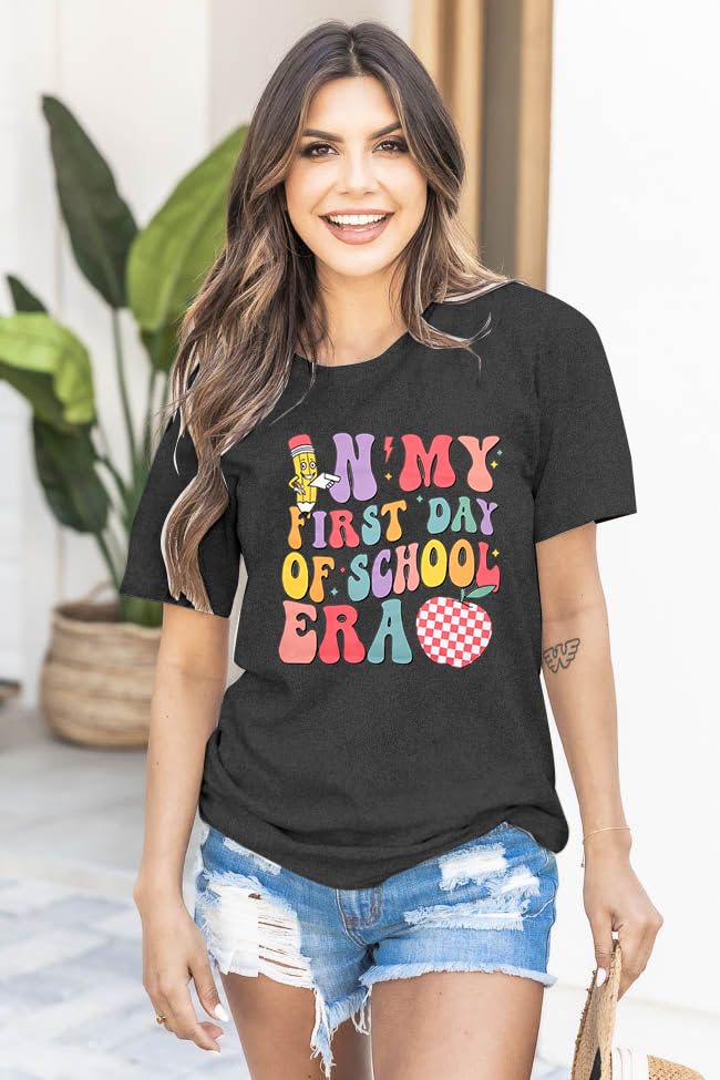 First Day of School Teacher Shirt: Women Teacher Life Shirts Happy Welcome Back to School Gifts Tee Tops - Image 3