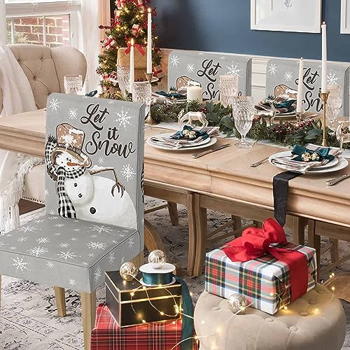 Horaldaily 4Pcs Christmas Dining Chair Covers, Snowman Grey Stretch Removable Washable Slipcover Chair Protector For Dining Room Home Decor thumb #1