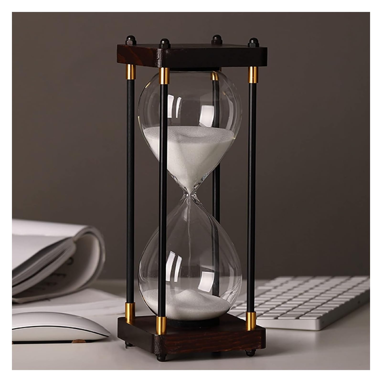 Sanduhr Timer Holzrahmen Sand Schwarz Holzrahmen Dekorative Sanduhr 60 Minuten Sanduhr Couchtisch Buch Schreibtisch Regal Schule