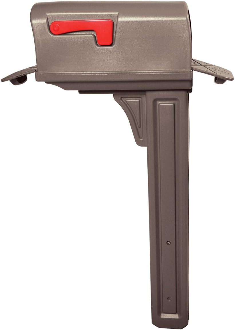 Gibraltar Mailboxes Classic Medium Capacity Double-Walled Plastic Mocha, All-In-One Mailbox & Post Combo Kit, GCL10000M,large